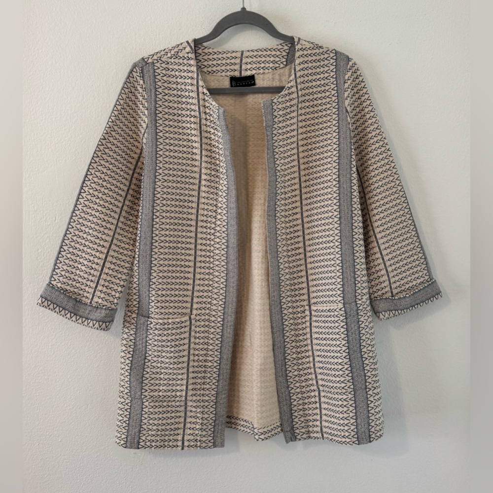 Collection by Bobeau Abel Woven Long Open Blazer Lagenlook Artsy Office Size Med